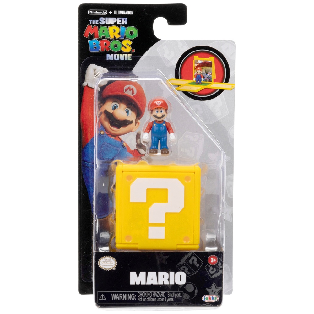 Super Mario Bros. Film 3 cm Mario Minifigur mit Fragezeichenblock