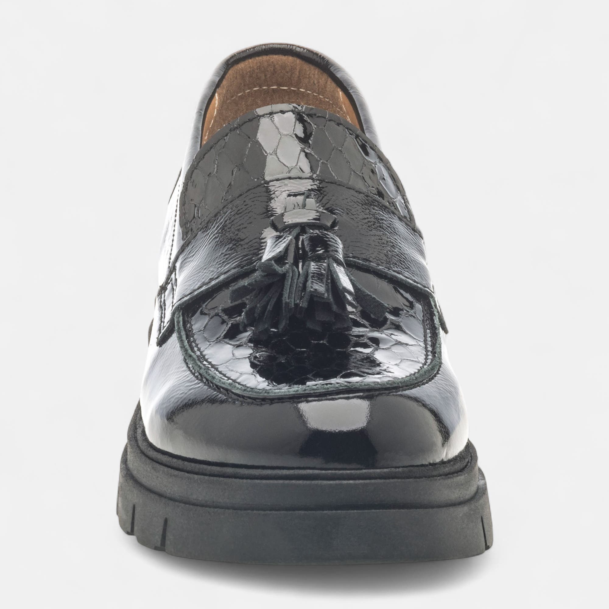 Mocassins Femme en cuir noir vernis