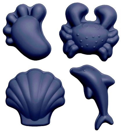 Scrunch Sandforme - 4 stk - Silikone - 6,5-10,5 cm - Blå