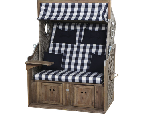 deVries Greenline 135+ strandstoel, stof 743, 130 x 80 cm, half-liggend, blauw