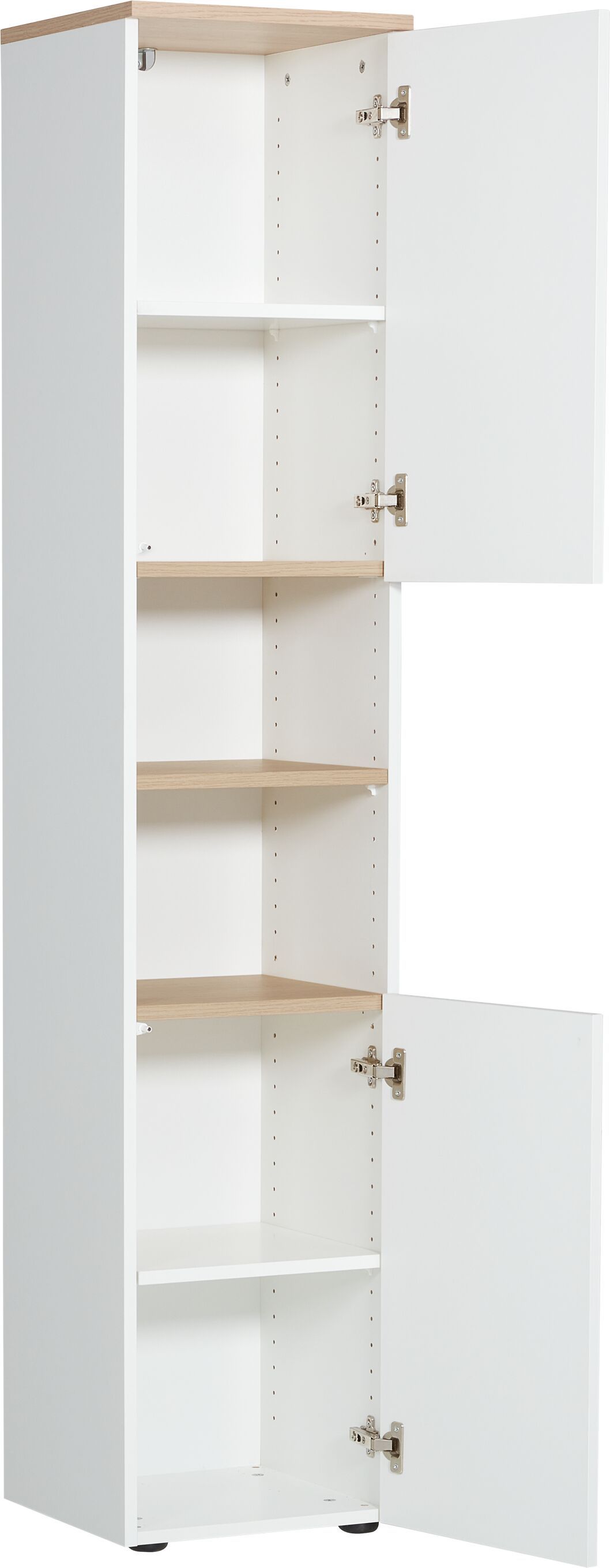 CORTES II Hochschrank - Weiss / Eiche / B: 35.0 cm x T: 37.0 cm x H: 180.0 cm
