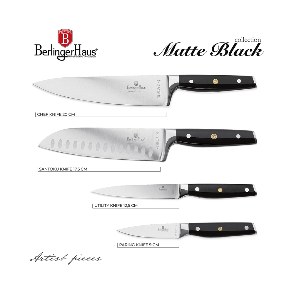 Berlinger Haus 4-teiliges Messerset Black Silver Collection