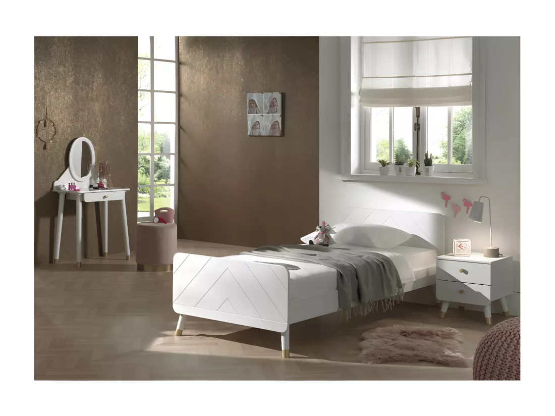 TINY WHITE - Coiffeuse 1 Tiroir Blanche et Gold