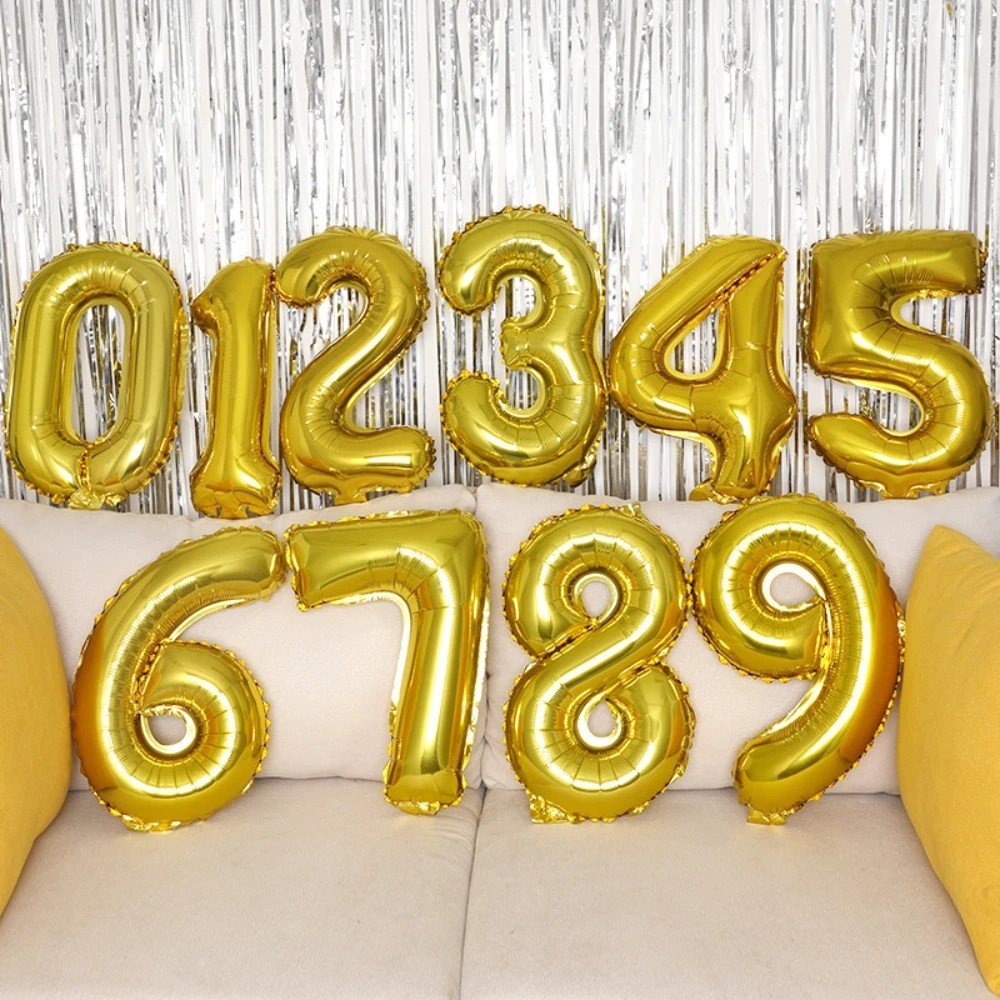 (45cm) Zahlen Ballon Geburtstags Party Luftballon Folienballon - Zahl 5 / Gold