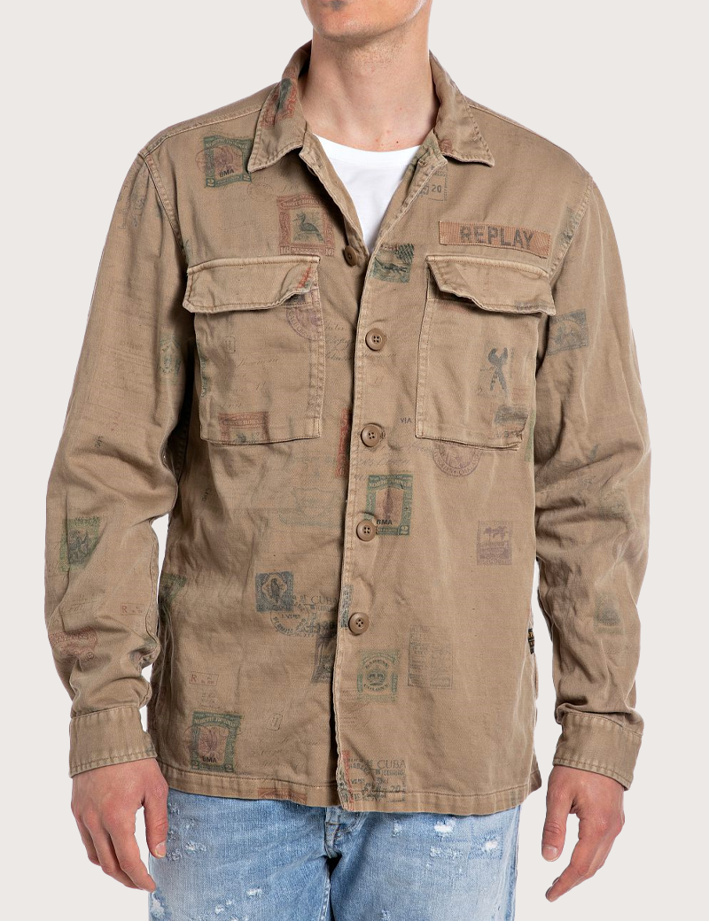 REPLAY BLOUSON HOMME REGULAR KAKI CLAIR