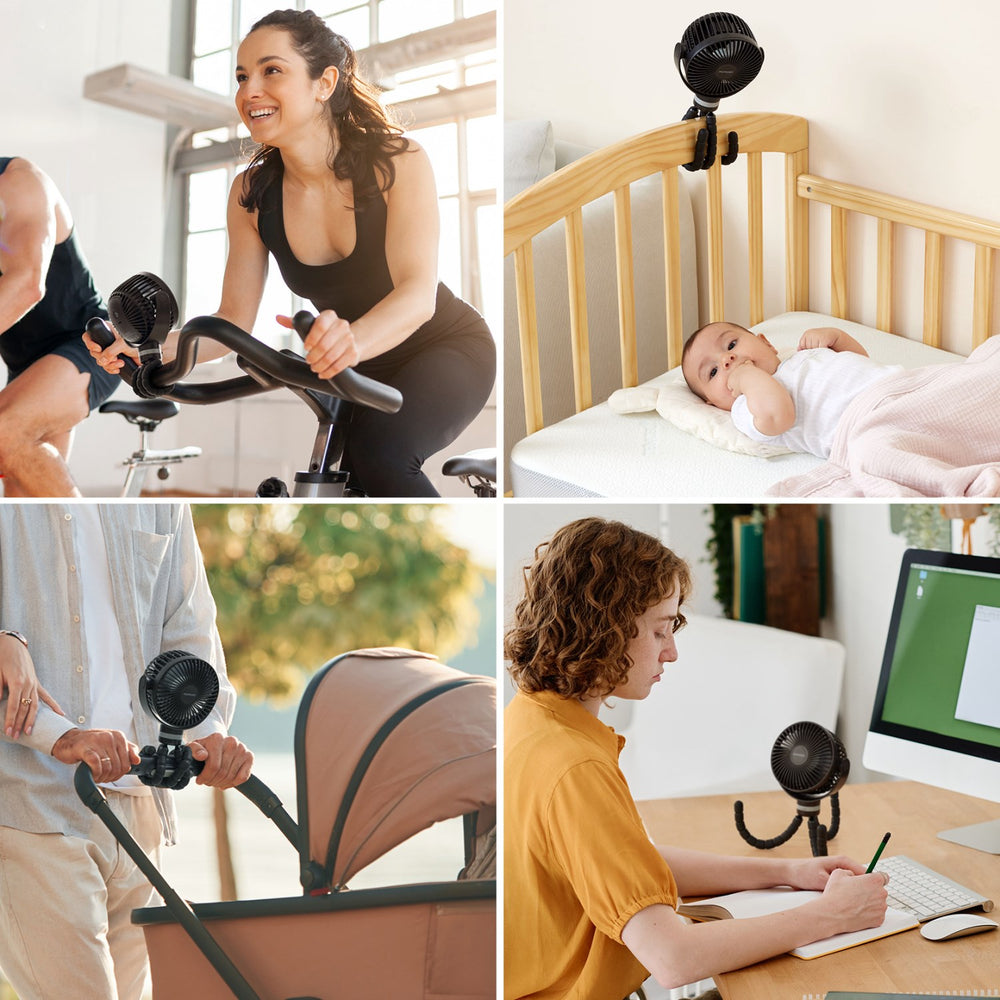 Køb Momcozy Black Portable Stroller Fan