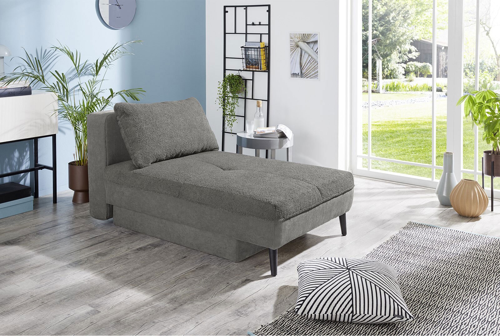 Recamiere Wolli 88x79x154cm Teddyoptik grau