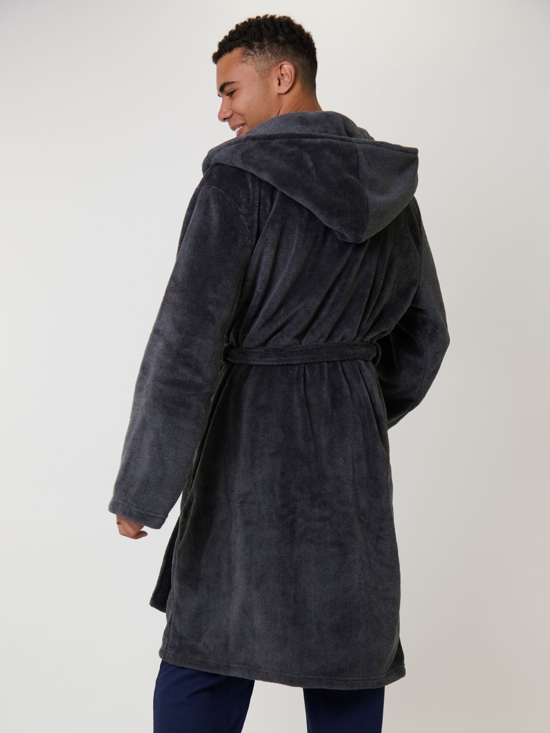 Loungeable Textured Hooded Mens Dressing Gown