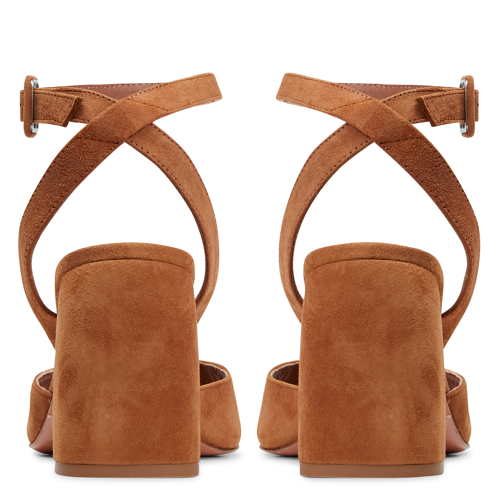 CASSIE - Sandales à talon en cuir velours | Marron