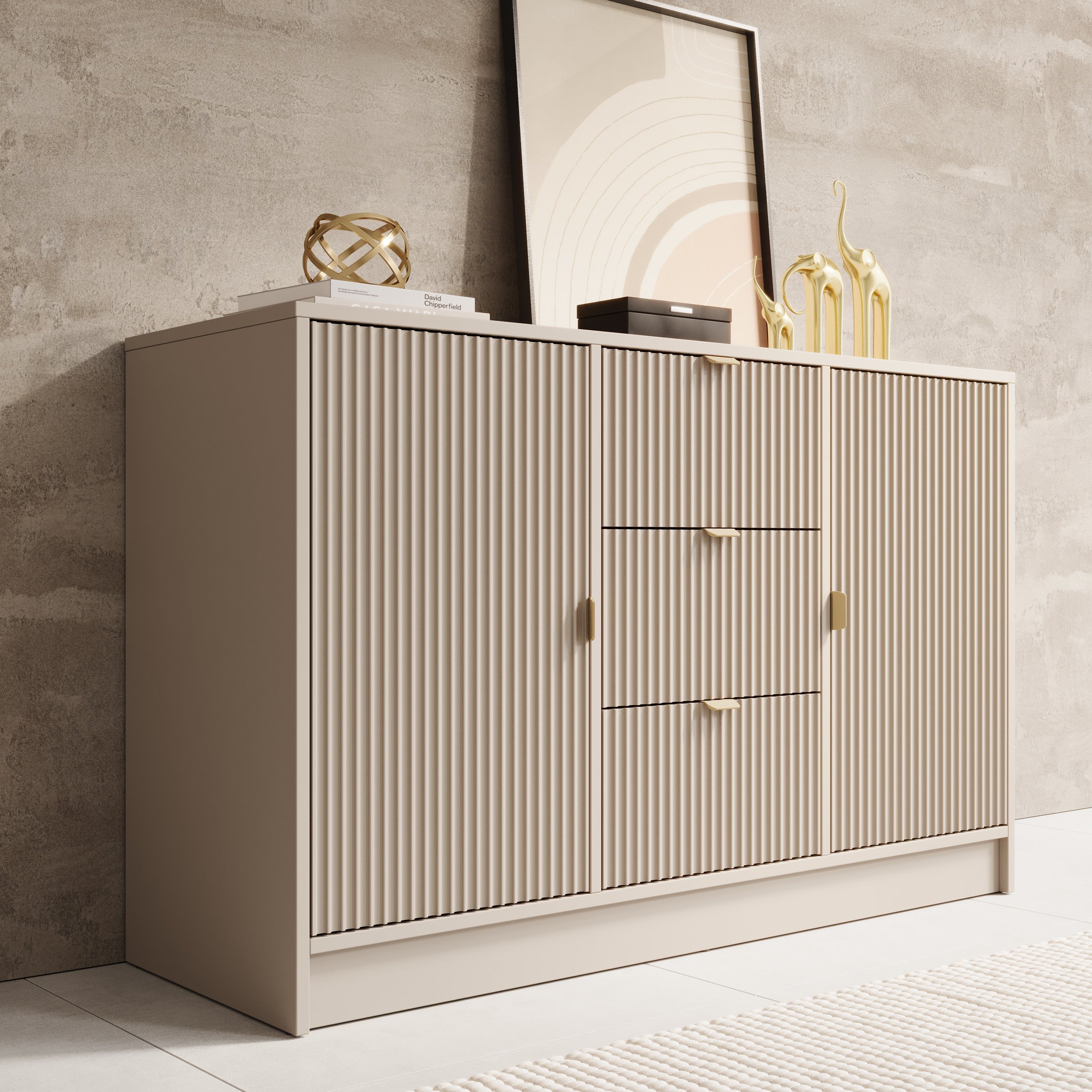 Meubella - Dressoir Tavares - Beige - 118 cm