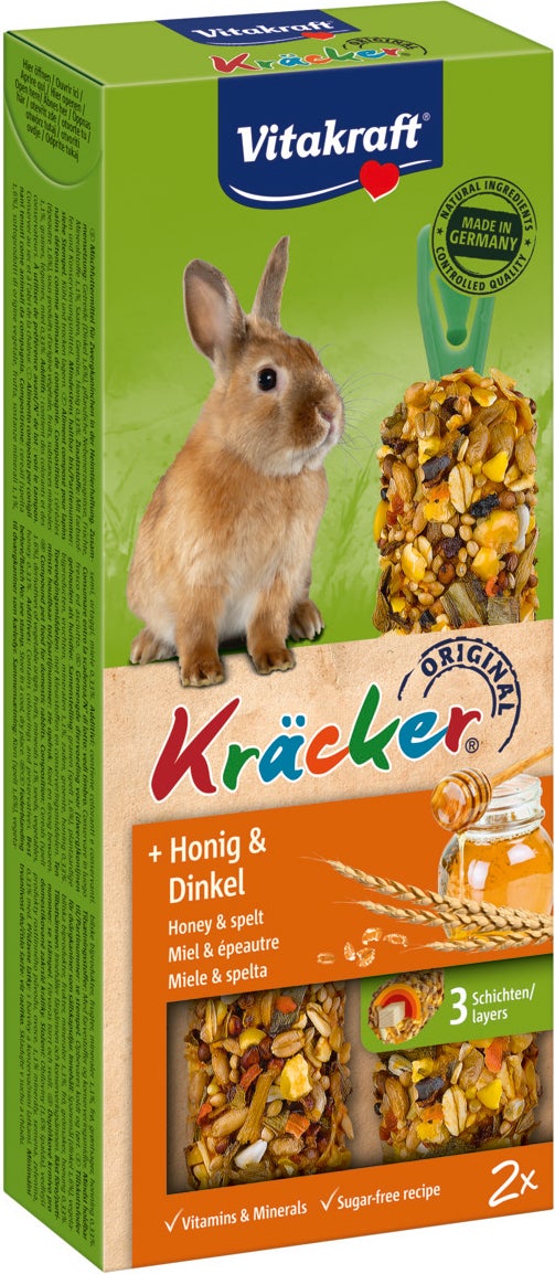 Vitakraft konijnensnack Kräcker honing en spelt 2 stuks