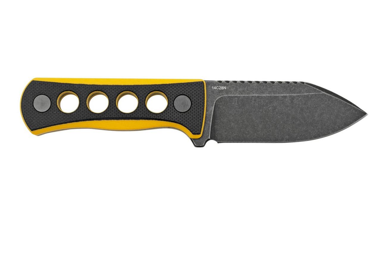 QSP Knife Canary QS141-A2 Blackwashed, Black Yellow G10, nekmes