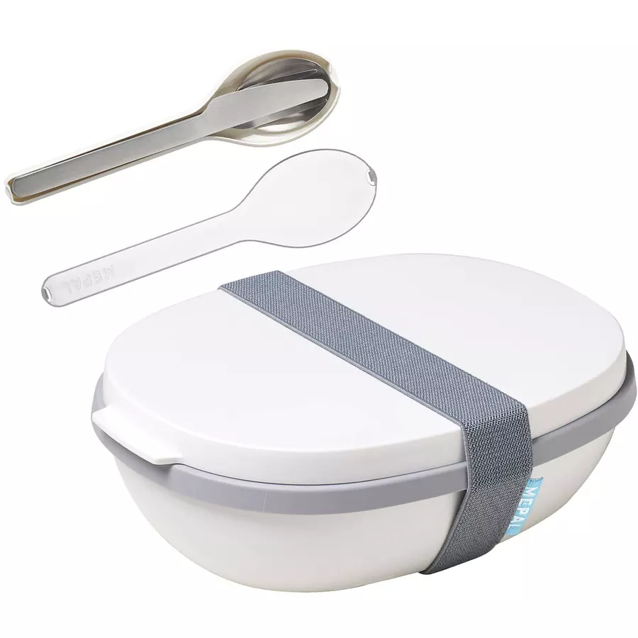 Mepal Lunchbox Duo mit Besteck Ellipse 22,5 x 17,5 cm weiß
