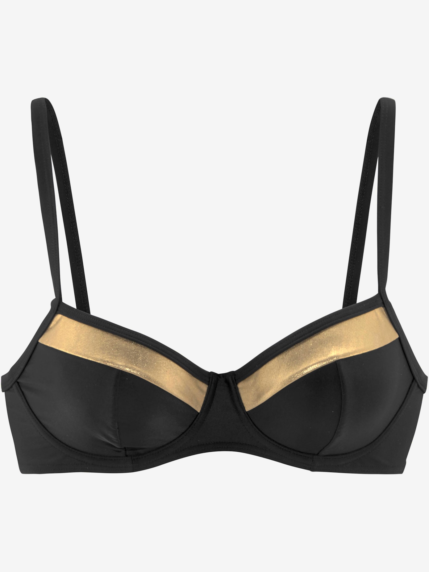 Haut de maillot de bain à armatures couleur unie avec empiècement couleur or