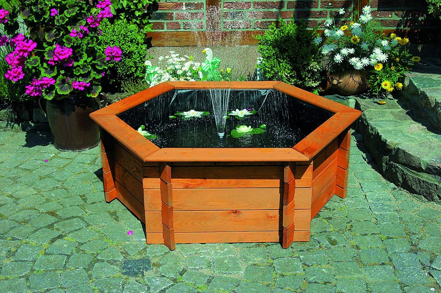 Sechseck-Hochteich 125 cm Solar