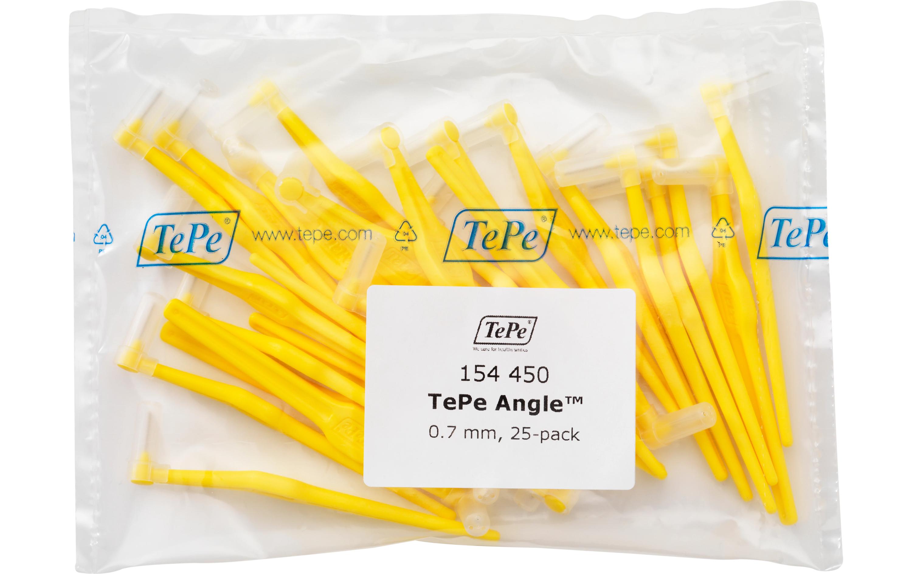 Interdentalbürsten Angle GelbGewinkelte Interdentalbürste für besseren Zugang