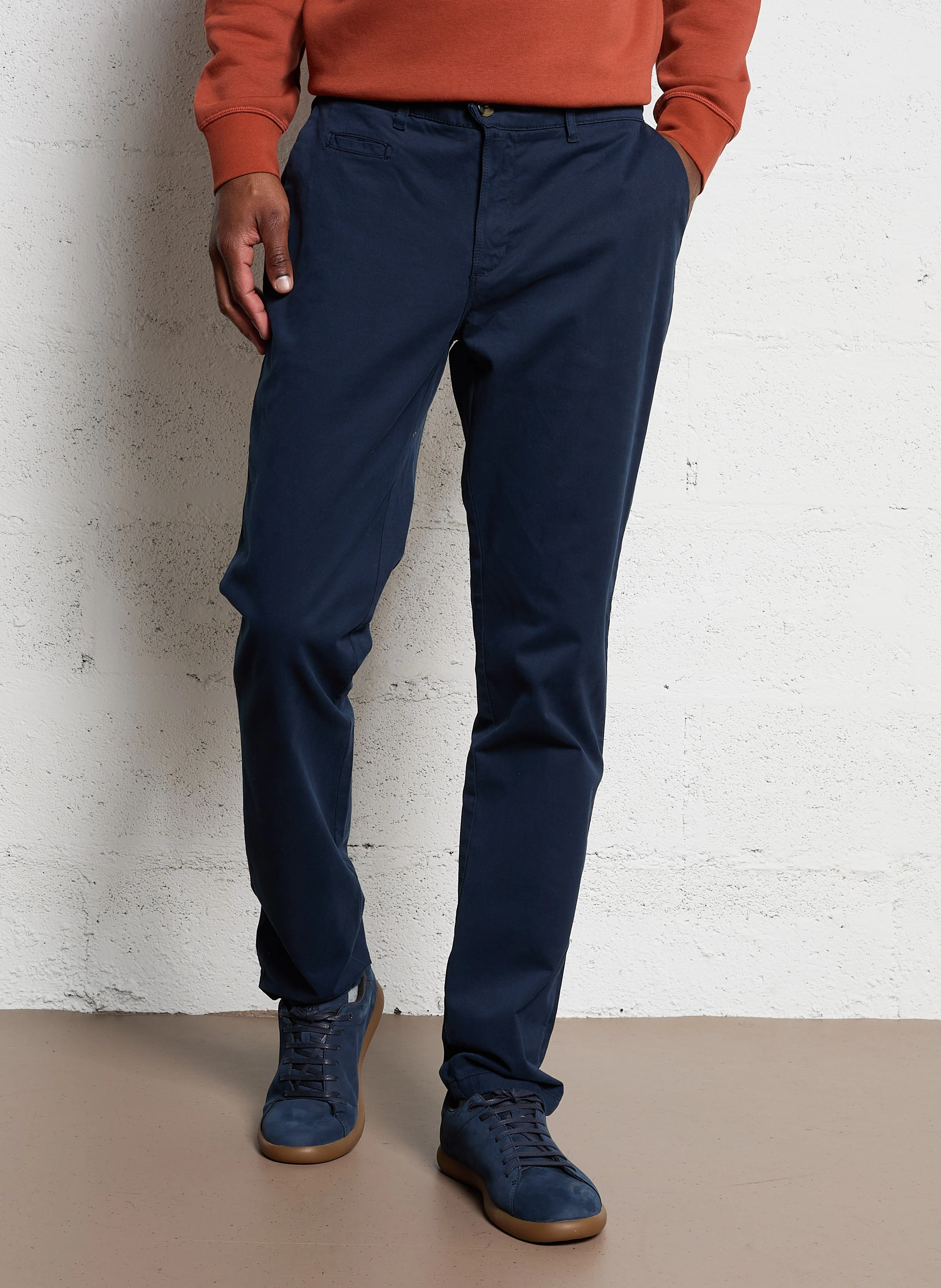 BRIX - Pantalon droit en coton bio mélangé | Bleu