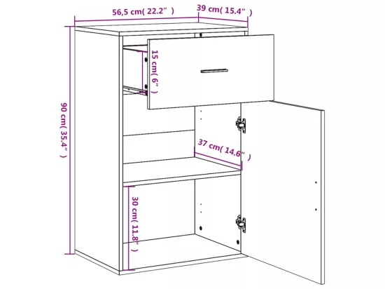 Armoire de rangement noir 56,5x39x90 cm bois d'ingénierie