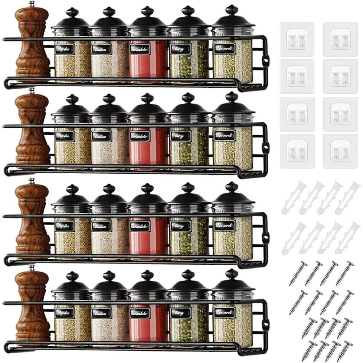 Vendos85 Lot de 4 Rangements à Épices