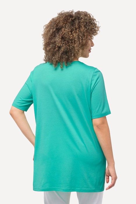 T-Shirt, Zierfalten, A-Linie, Rundhals, Halbarm, Modal