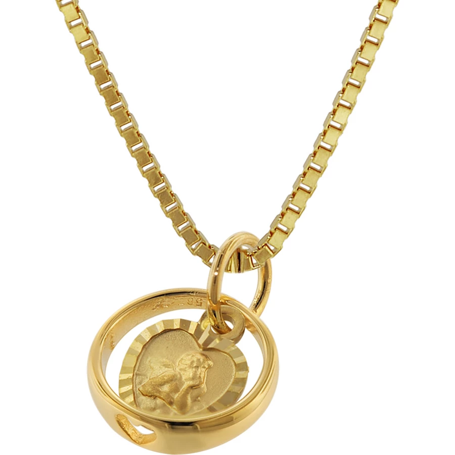 trendor Taufring mit Engel-Herz Gold 585  14K mit plattierter Halskette gold