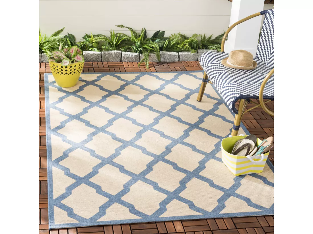 Tapis Cream & Blue 79 X 152 cm - Lewine