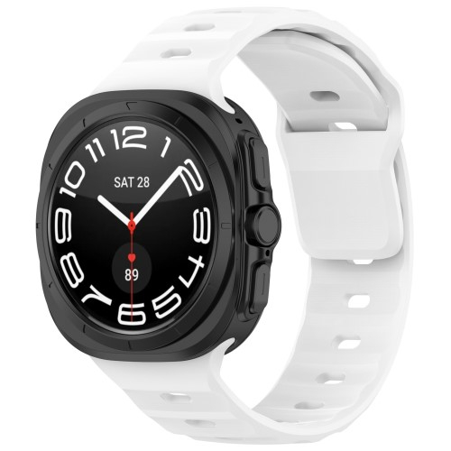 Samsung Galaxy Watch Ultra (47mm) Silikon Armband mit Knopf Verschluss (Gelenkumfang: 170-220mm) - Weiss