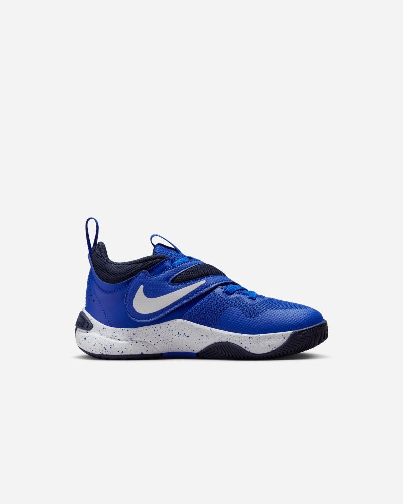 Chaussures de basket Nike Team Hustle D 11 Bleu Royal & Blanc pour enfant
