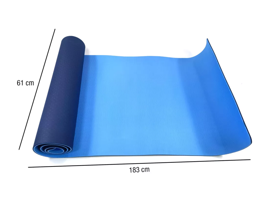 Rebecca Mobili Tapis Fitness Antidérapant Tpe Bleu Clair Bleu-Fonçé 0,6x183x61