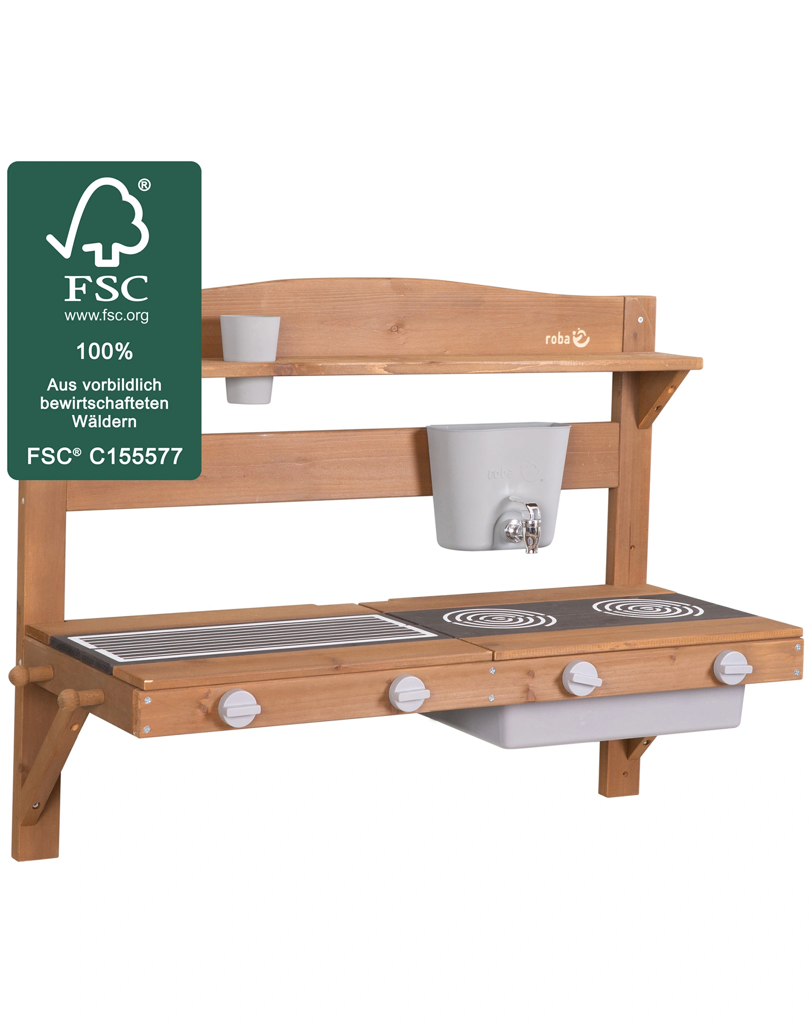 Kinder Matschküche zum Hängen II (Farbe: teak)