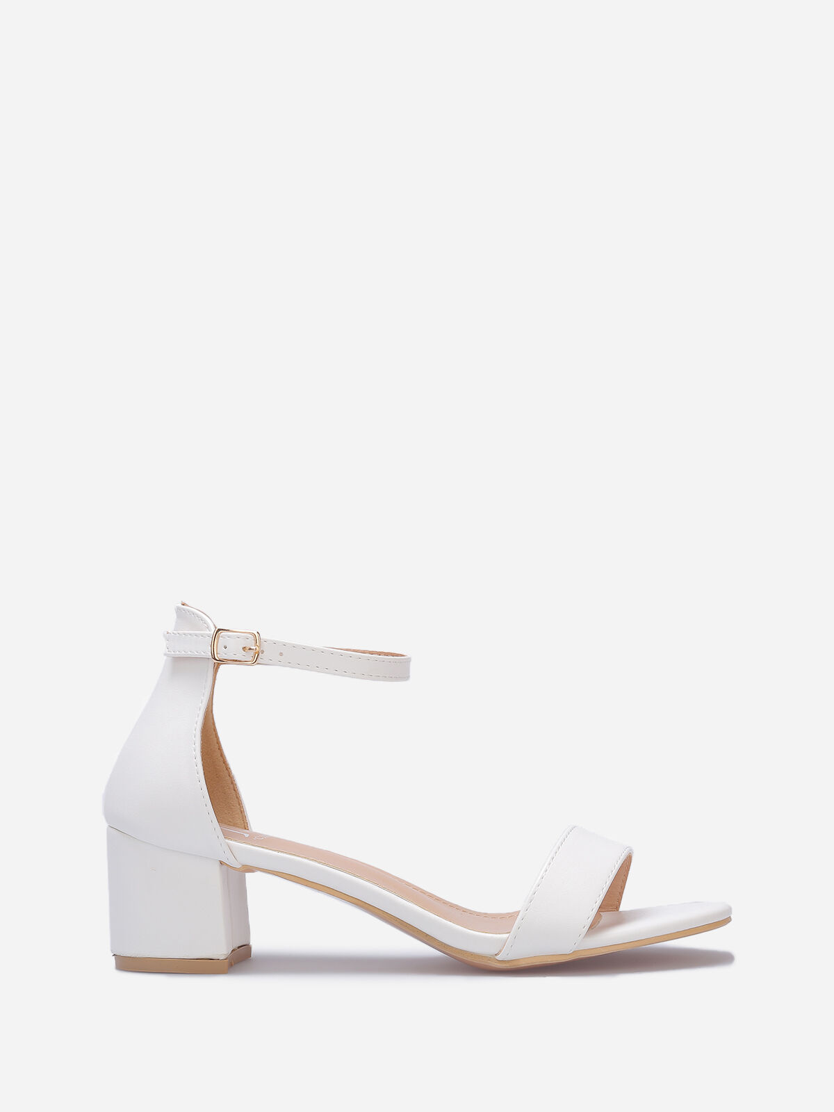 Sandales à talon carré grandes tailles- Blanc