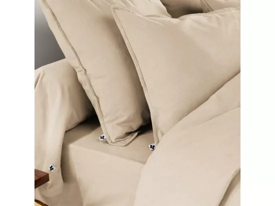 HEDDA - Taie d'Oreiller 50x70cm Flanelle de Coton Coloris Sable