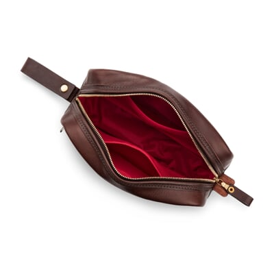 Leder-Washbag, Dunkelbraun