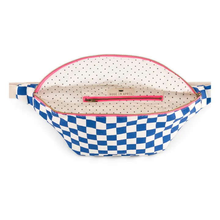 Rose in April Sac banane Check | Bleu