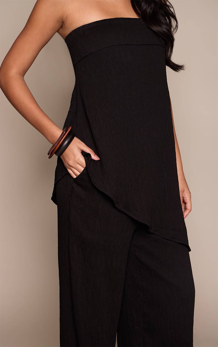 Noir Haut Bandeau Coordonné À Détail Drapé Asymétrique