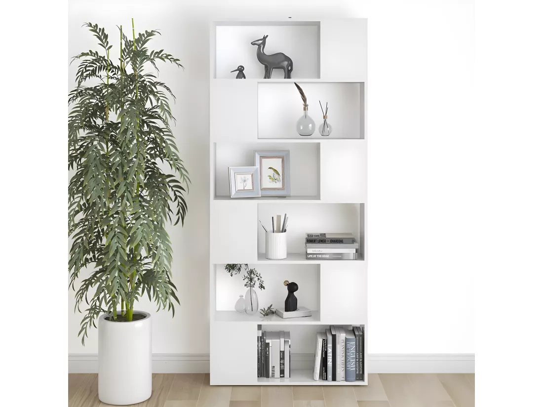 Bibliothèque/Séparateur de pièce Blanc 80x24x186 cm Aggloméré