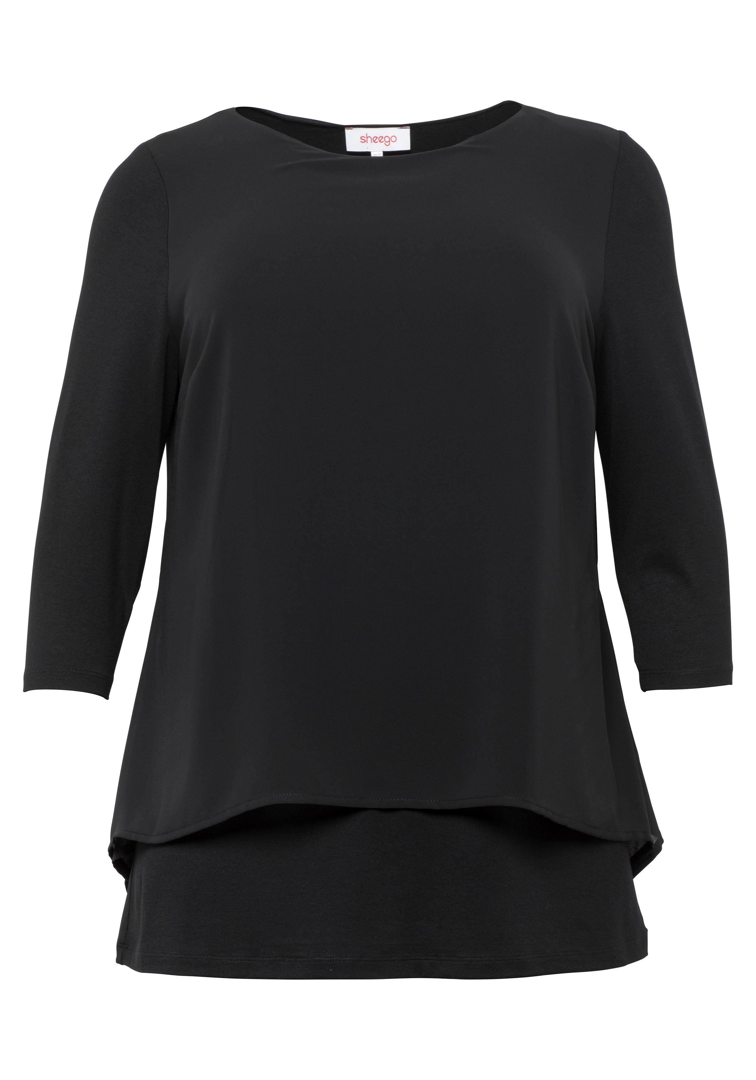 Blusenshirt in leichter A-Linie mit Zipfelsaum