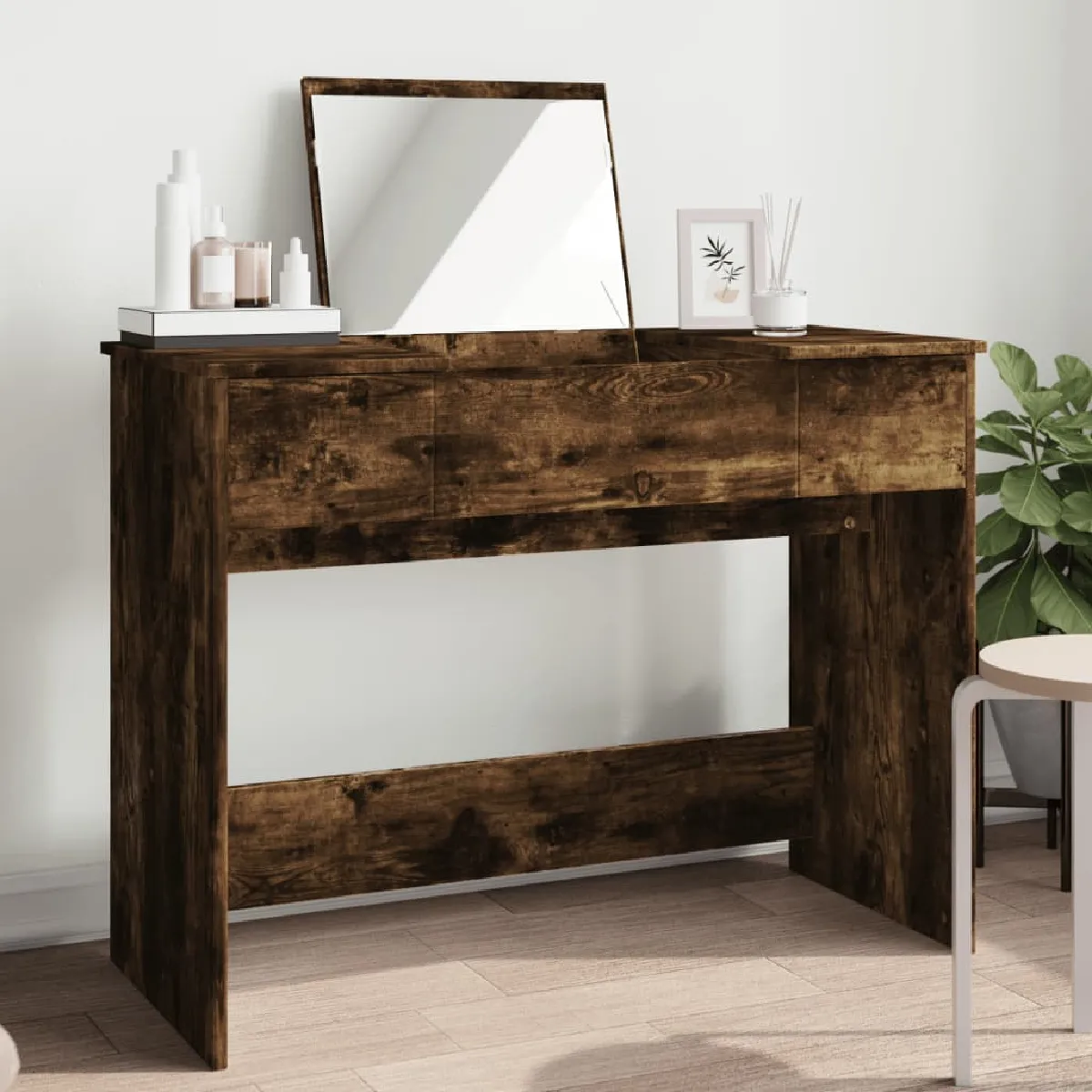 Coiffeuse VIDAXL avec Miroir - Chêne Fumé