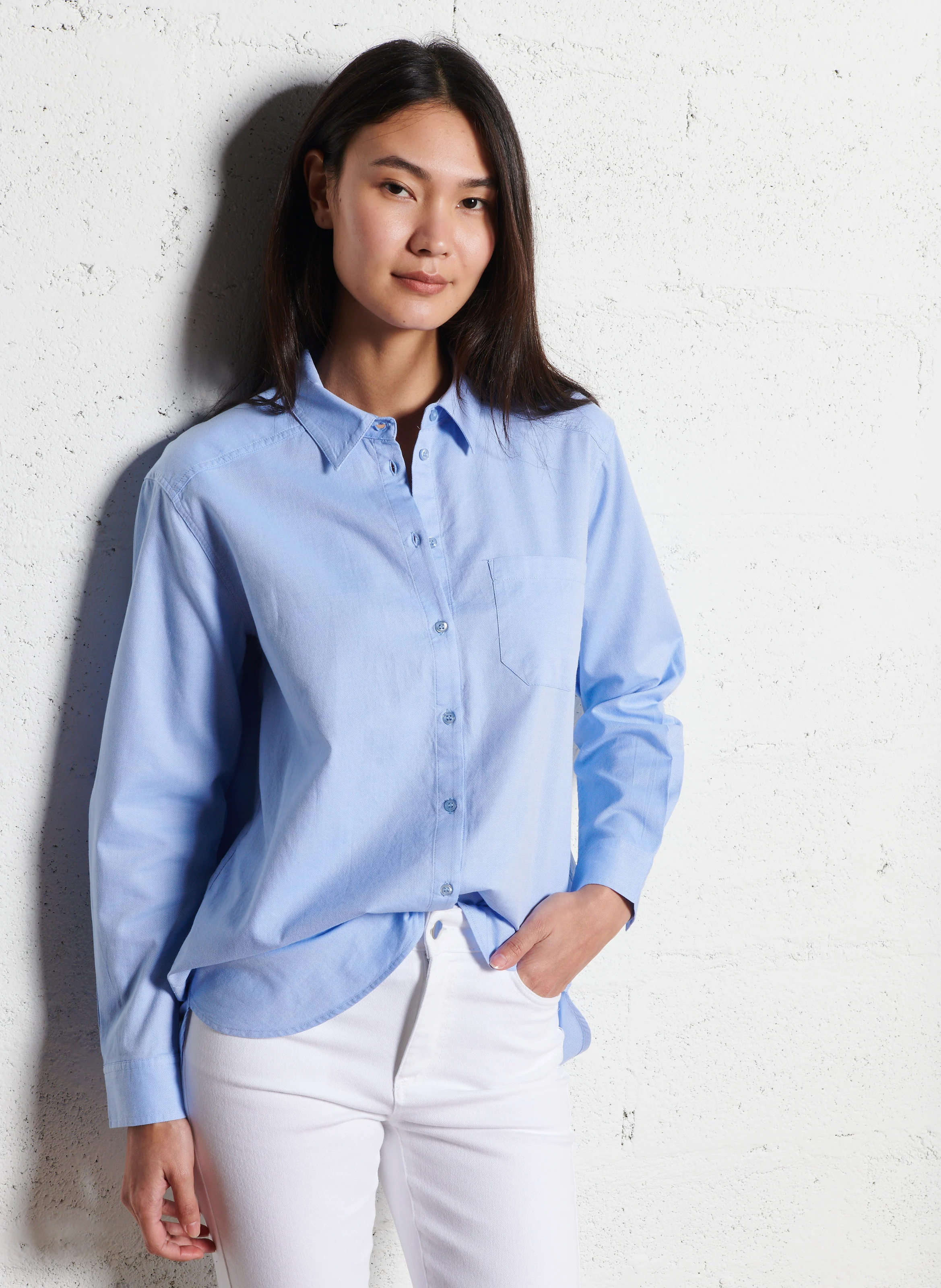 THOMAS - Chemise col classique en coton| Bleu