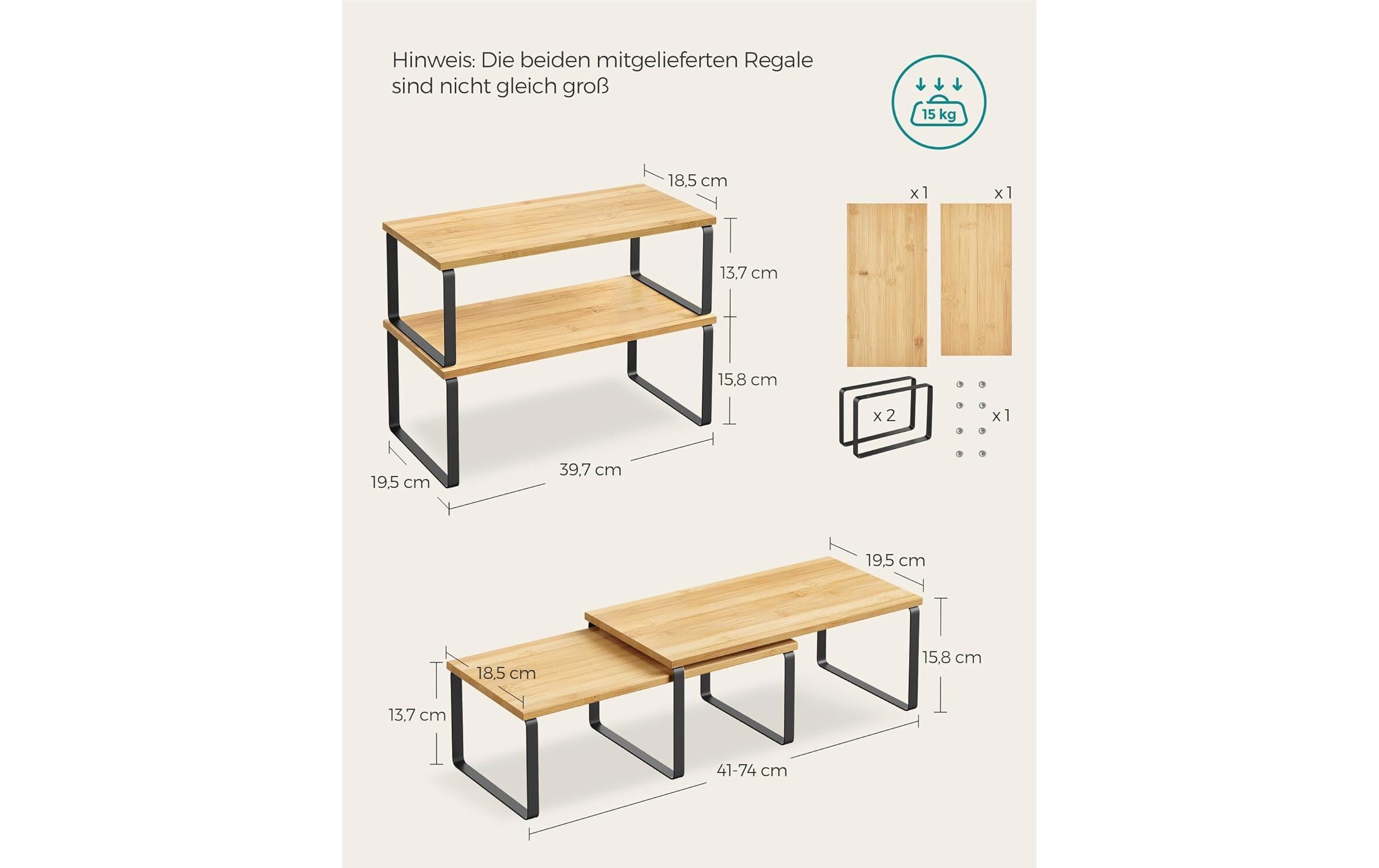 Regal 2er Set Braun/SchwarzGewürzregale mit Metallrahmen