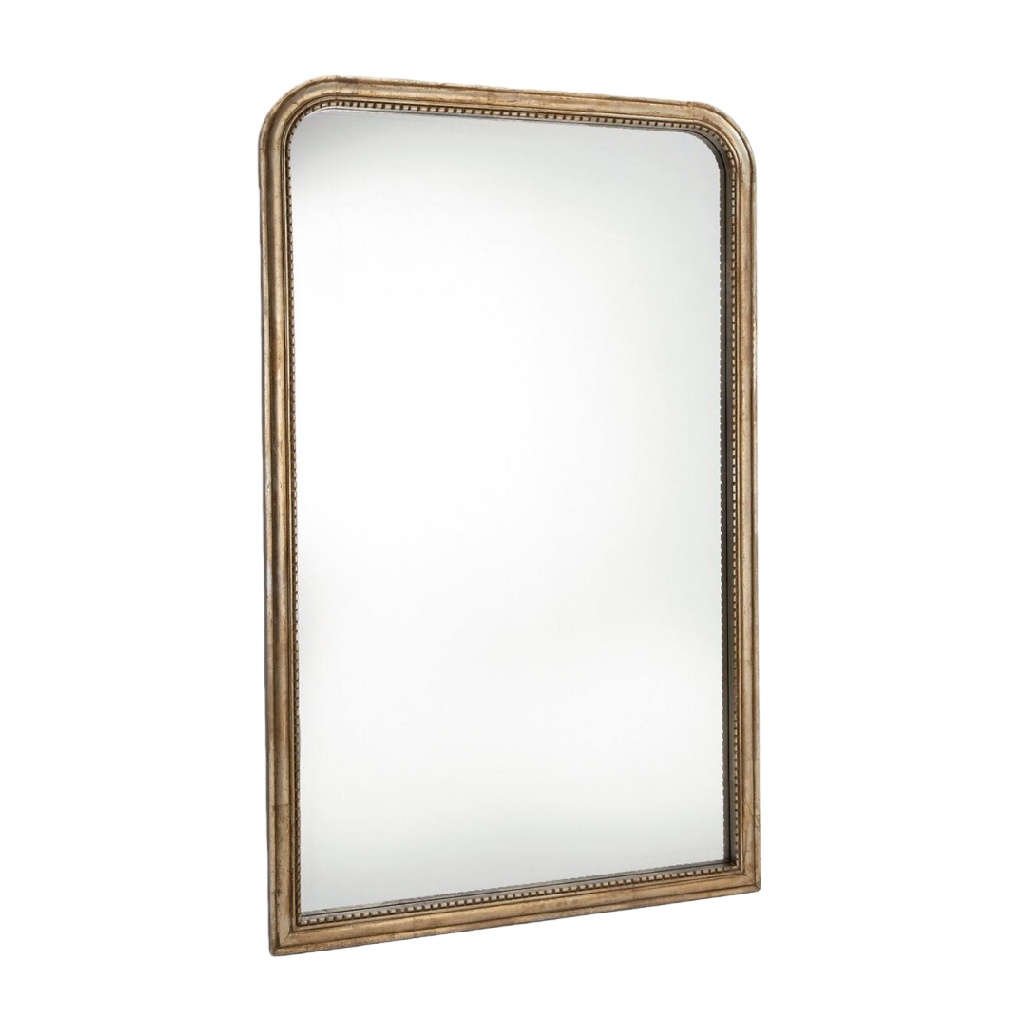 Miroir mural doré à bord arrondi, style vintage français, 100 × 70 cm
