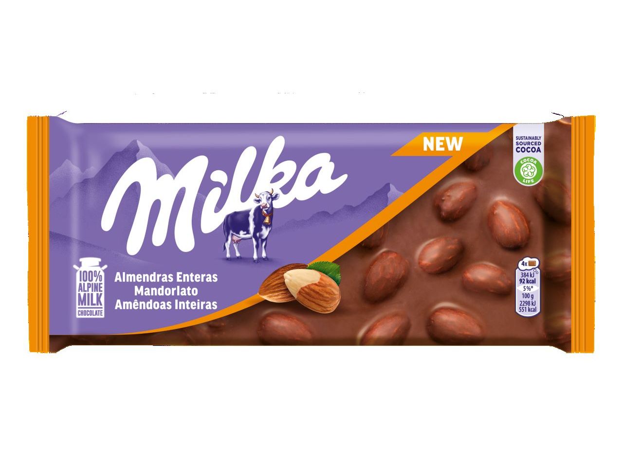 CHOCOLATE MILKA AMÊNDOAS INTEIRAS 100 G