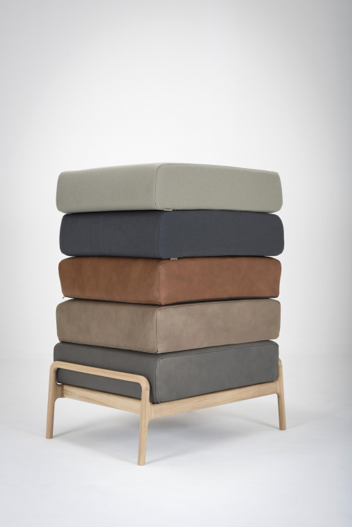 Gazzda Fawn hocker whitewash Dakar Leather Stone