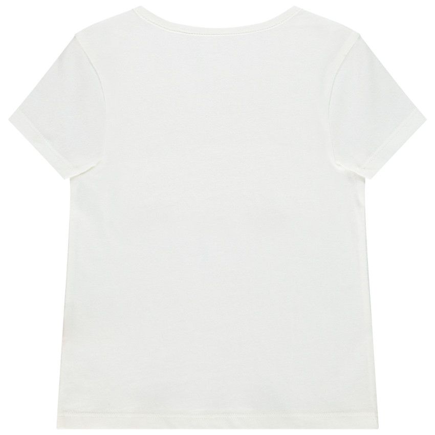 T-shirt manches courtes à message pour bébé fille - Ecru