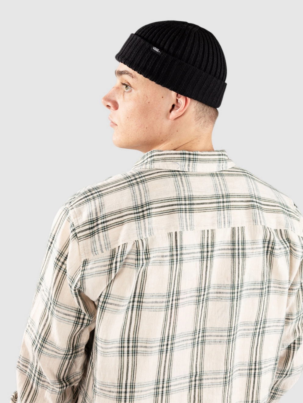 Brixton Charter Linen Shirt off white/ivy green plaid