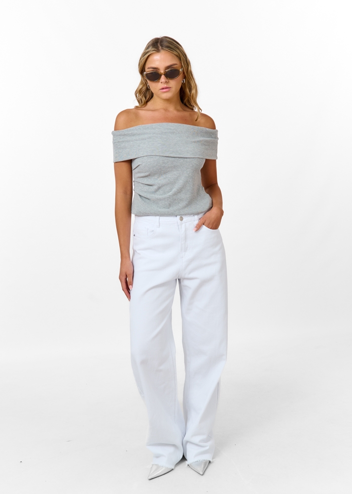 Bibi off shoulder top grijs