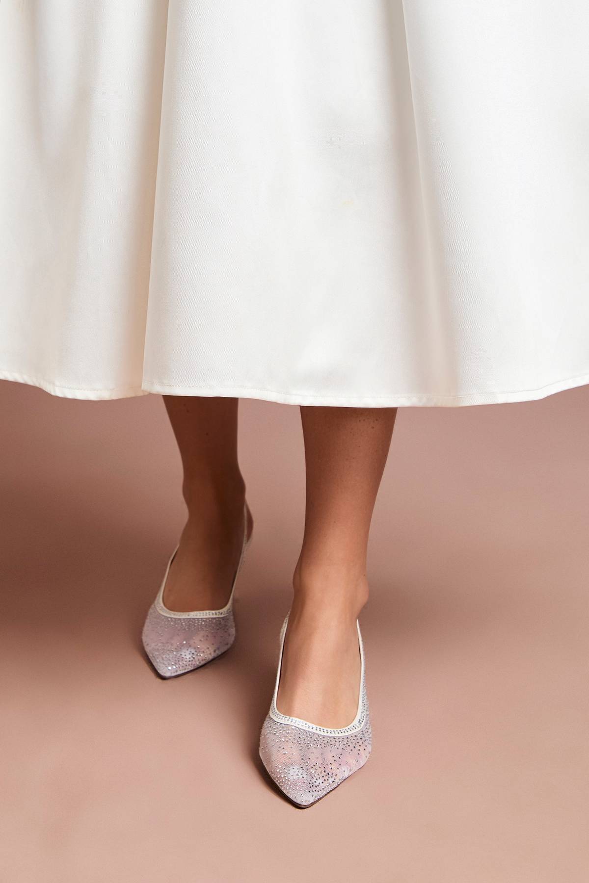 Coast Escarpins de Mariée Sara en Maille avec Strass et Talon Chaton à Bride Arrière