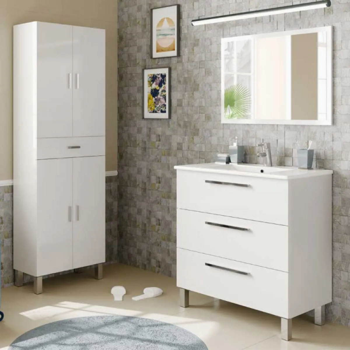 dansmamaison Meuble salle de bain ENATHA - 3 tiroirs, blanc