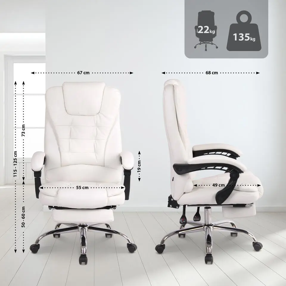 CLP Bureaustoel Oxygen chroom Frame - Kunstleer - wit