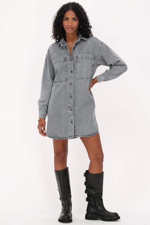 Grijze denim blouse jurk